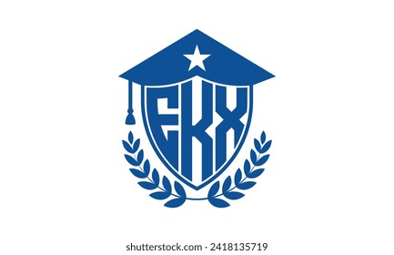 EKX initial letter academic logo design vector template. monogram, abstract, school, college, university, graduation, symbol, shield, model, institute, educational, coaching canter, tech, sign, badge