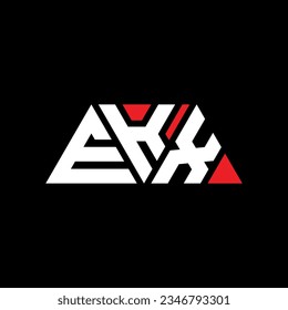 Diseño del logotipo de la letra del triángulo EKX con forma de triángulo. Monograma de diseño del logotipo del triángulo EKX. Plantilla de logotipo vectorial de triángulo EKX con color rojo. Logo triangular EKX Diseño sencillo, elegante y lujoso.