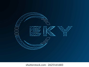 EKY baixo design de vetor de logotipo de letra poli. EKY design de logotipo poli inferior. Logotipo poli baixo.
