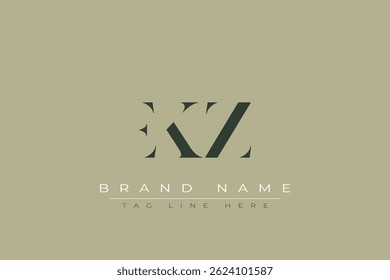 EKZ abstract letter logo design. This logo is designed by three abstract letters.