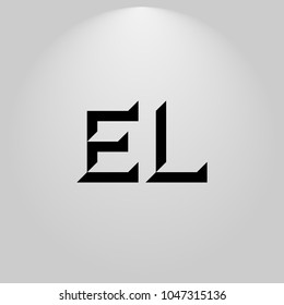 EL Abstract Black Letters with white and gray background in highlight