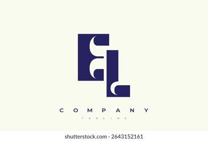 EL Abstract Geometric Logo Design (Design de logotipo geométrico abstrato). Design de logotipo moderno e elegante com elementos de tipografia simplista, mostrando a excelência da marca.