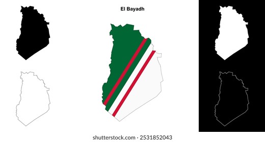 El Bayadh province outline map set