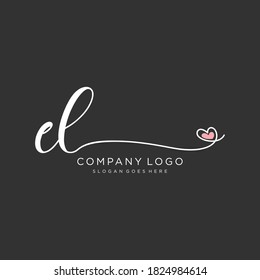 EL Beauty vector logotipo inicial, logotipo de escritura a mano de firma inicial, boda, moda, joyería, boutique, floral y botánica con plantilla creativa para cualquier empresa o negocio.