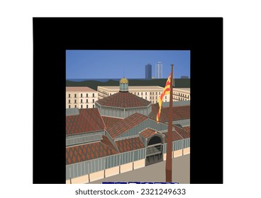 El Born Barcelona Museum with Flag BCN svg