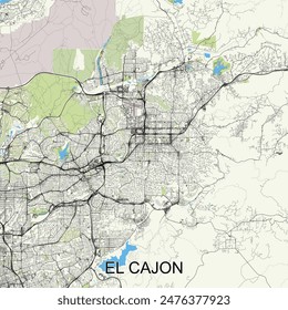 El Cajon, California, USA map poster art