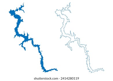 El Cajon Lake (Mexico, United Mexican States) map vector illustration, scribble sketch Reservoir El Cajón Dam map