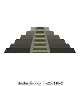 El Castillo Mayan pyramid at Chichen Itza icon flat isolated on white background vector illustration