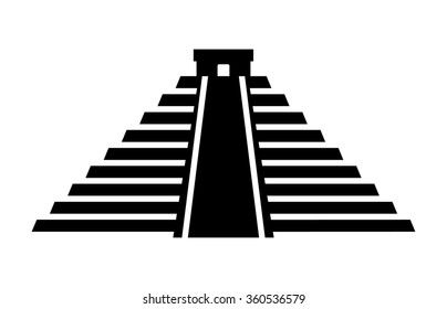 El Castillo pyramid in Chichen Itza flat vector icon for apps and websites