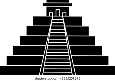 El Castillo pyramid design icon silhouette