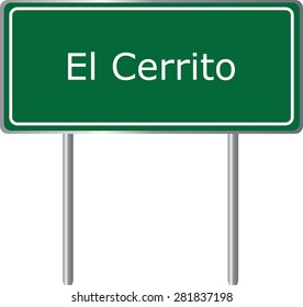 El Cerrito , California, road sign green vector illustration, road table, USA city