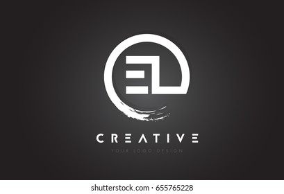 EL Circular Letter Logo with Circle Brush Design and Black Background.