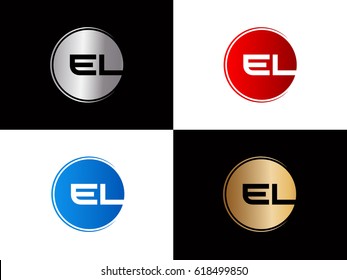 El company linked letter logo golden silver red blue logo design
