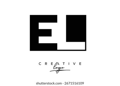 Logotipo creativo minimalista de espacio negativo de EL con monograma moderno para marca y logotipo de marca comercial con letras iniciales Diseño de logotipos para marca.