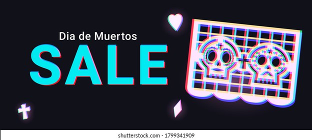 El Dia De Los Muertos Sale Web Banner. Day Of the Dead Clearance Promo Background