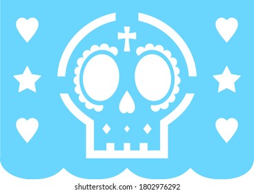 El dia de los muertos papel picado. Decorative bunting banner for the Day of the Dead