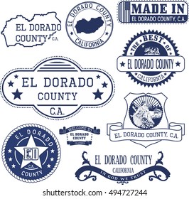 El Dorado county, California. Set of generic stamps and signs.