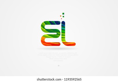 el e l alphabet letter logo icon combination design with rainbow color