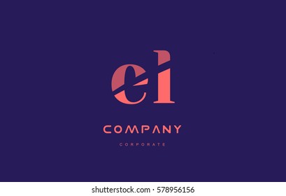 el e l alphabet small letter blue pink creative design vector company logo icon template 