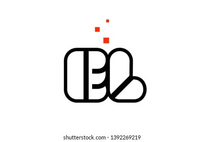 EL E L black white red dots alphabet letter combination suitable as a logo icon design for a company or business
