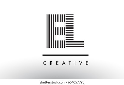 EL E L Black and White Letter Logo Design with Vertical and Horizontal Lines.