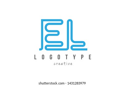 EL E L blue joined line alphabet letter logo combination suitable as icon design for a company or business