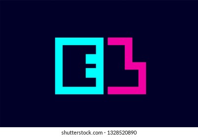 EL E L blue pink colorful alphabet alphabet letter logo combination design suitable for a company or business