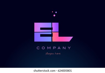 el e l creative color blue background pink purple blue magenta alphabet letter company logo vector icon design
