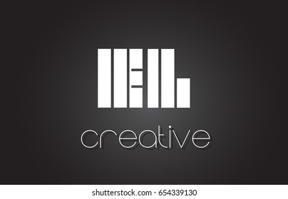 EL E L Creative Letter Logo Design With White and Black Lines.