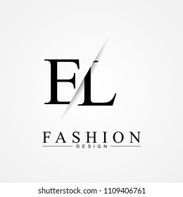 EL E L cutting and linked letter logo icon with paper cut in the middle. Creative monogram logo design. Fashion icon design template.