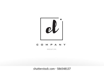 el e l hand writing written black white alphabet company letter logo square background small lowercase design creative vector icon template 