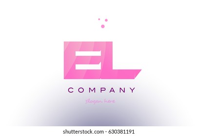 el e l letter alphabet text pink purple dots creative company logo vector icon design template
