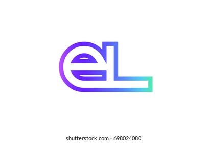 EL E L letter logo combination alphabet vector creative company icon design template modern  pink blue contour line art