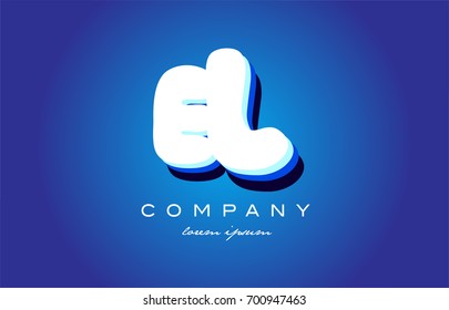 EL E L letter logo combination alphabet vector creative company icon design template modern blue white 3d