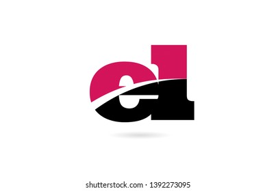el e l pink and black alphabet letter combination suitable as a logo icon design for a company or business
