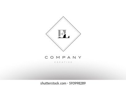 el e l  retro vintage black white alphabet company letter logo line design vector icon template 