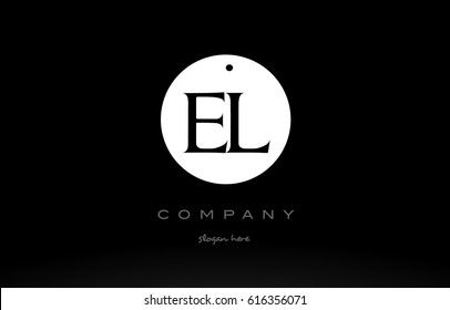 EL E L simple black white circle background alphabet company logo design vector icon template