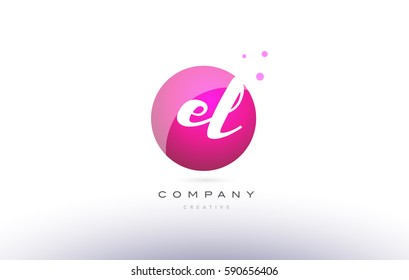 el e l  sphere pink 3d alphabet company letter combination logo hand writting written design vector icon template 