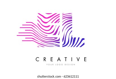 EL E L Zebra Letter Logo Design with Black and White Stripes Vector