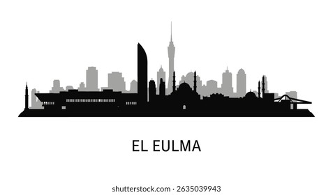 El Eulma Skyline Silhouette Vector with Algeria City.
