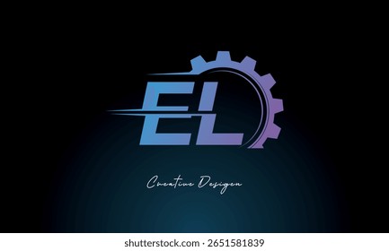 EL Gear Fusion Logo – Industrial Tech-Inspired Letter mark Futuristic Industrial Letter Mark Design for Technology and Engineering Brands.
