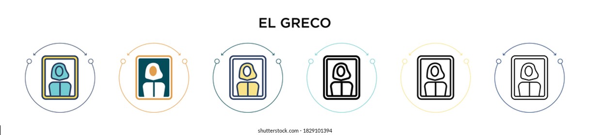 El greco icon in filled, thin line, outline and stroke style. Vector illustration of two colored and black el greco vector icons designs can be used for mobile, ui, web