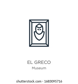 El greco icon. Thin linear el greco outline icon isolated on white background from museum collection. Line vector sign, symbol for web and mobile