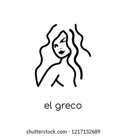 el greco icon. Trendy modern flat linear vector el greco icon on white background from thin line Museum collection, outline vector illustration