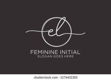 EL handwriting logo with circle template vector logo of initial signature, wedding, fashion, floral and botanical with creative template.