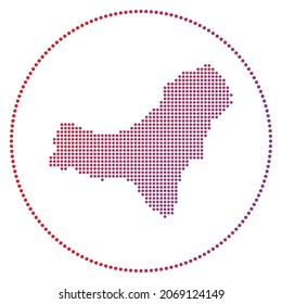 El Hierro Digital-Badge. Dotted Stil Karte von El Hierro im Kreis. Das technische Symbol der Insel mit gestuften Punkten. Schöne Vektorgrafik.