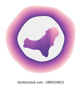 El Hierro icon. Colorful gradient logo of the island. Purple red El Hierro rounded sign with map for your design. Vector illustration.