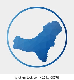 Icono de El Hierro. Mapa poligonal de la isla en anillo de gradiente. Signo redondeado bajo poli El Hierro. Ilustración vectorial.