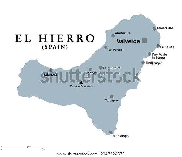 El Hierro Island Gray Political Map Stock Vector Royalty Free 2047326575 Shutterstock 