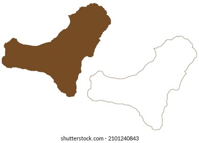 El Hierro island (Kingdom of Spain, Canary Islands) map vector illustration, scribble sketch Isla del Meridiano map